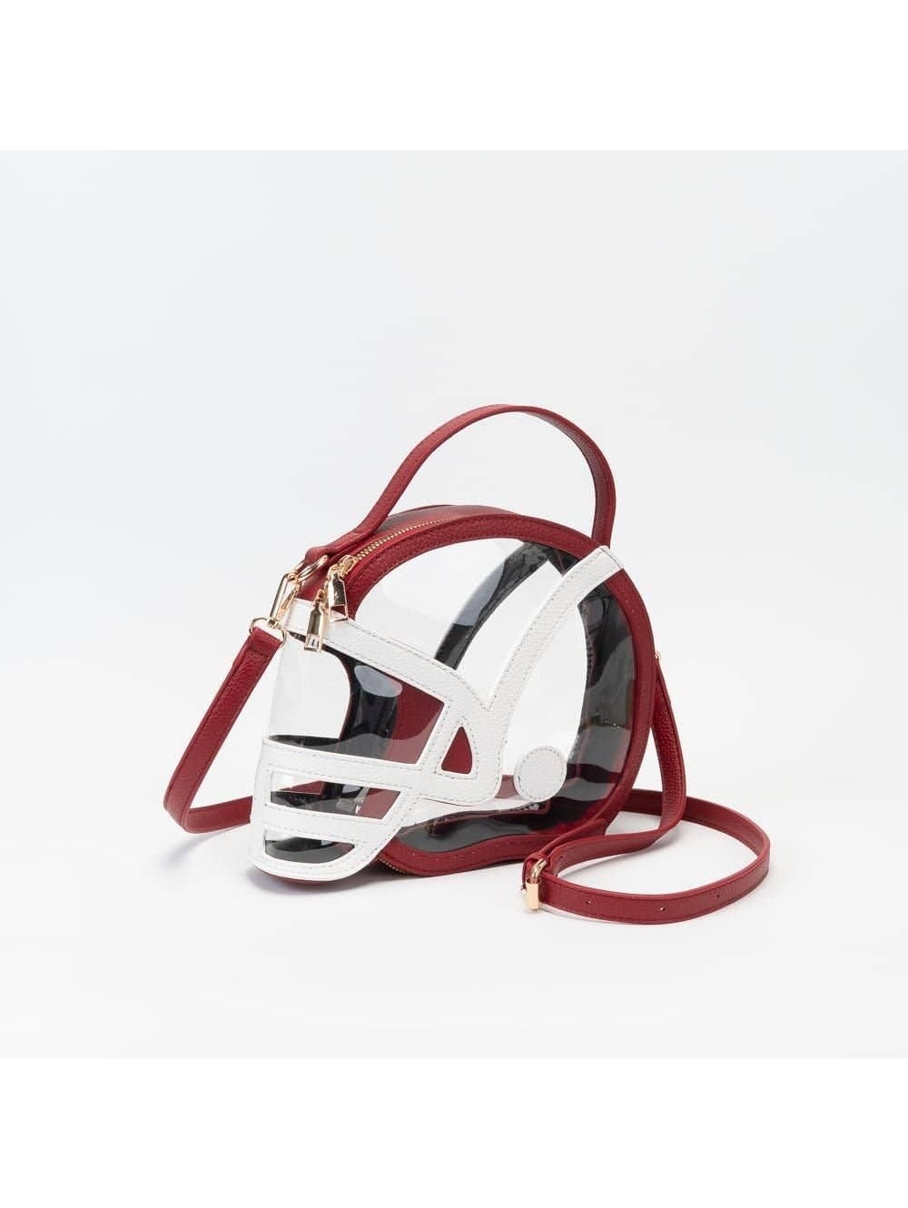 Burgundy Clear Football Helmet Crossbody Bag